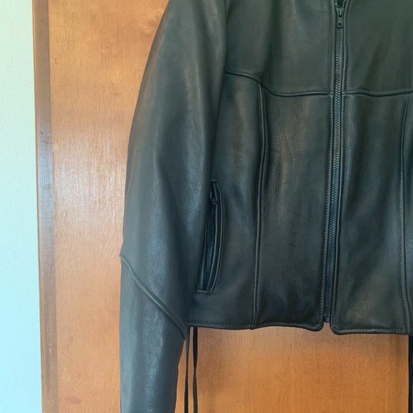 Pristine California Creations Woman's 12 Black Leather Motorcycle Jacket - Picture 3 of 14